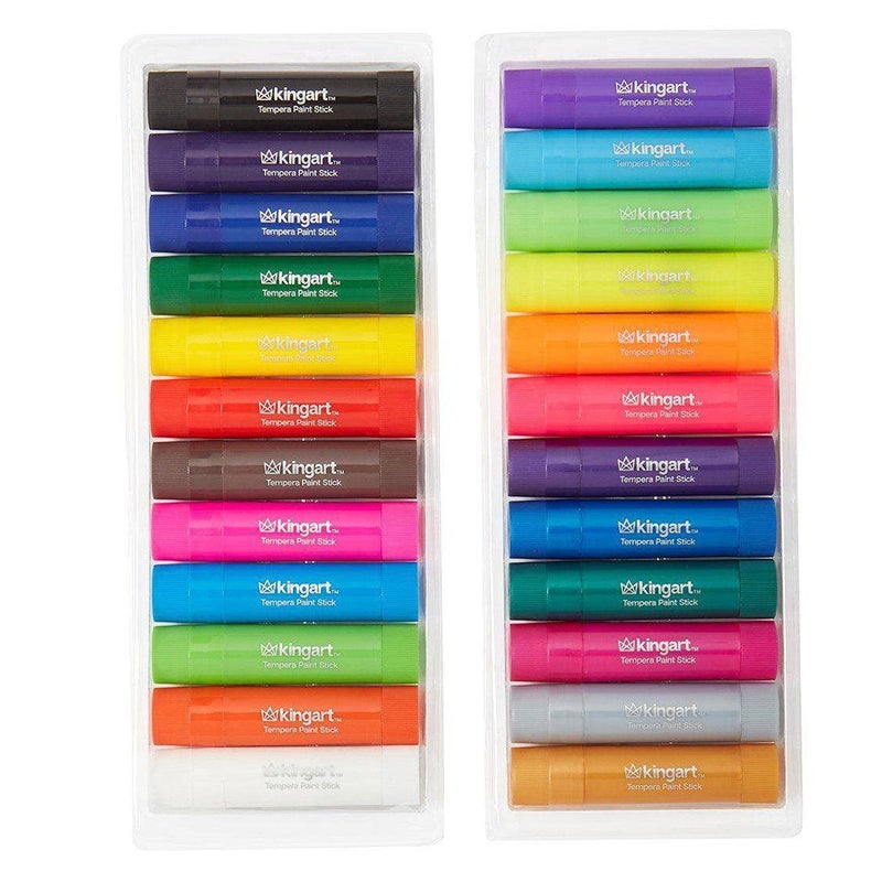 KINGART TEMPERA PAINT Sticks, Set of 24 Rich Colors, Solid Tempera Paint for Kids, Super Quick Drying, Non-Toxic, Work Great on Paper, Canvas, Wood, Glass and more - Image 4